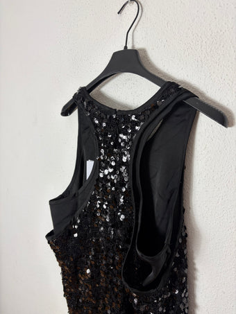 Abito Corto Donna Nero Namaste con Paillettes – Vestito Elegante Senza Maniche – Taglia Unica