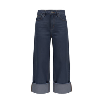 Jeans Ragazza No Way Monday Blu Wide Leg con Maxi Risvolto – 8-14 Anni