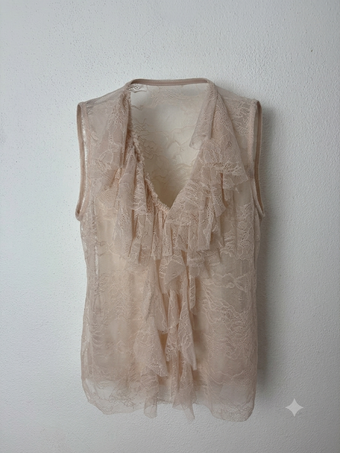 Blusa in Pizzo Elasticizzato con Rouches 