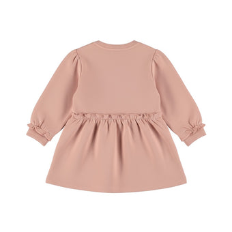 Vestito Neonata Dirkje Rosa Antico – Abito Manica Lunga con Volant e Ricamo Love