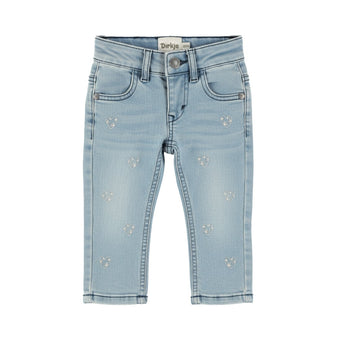 Jeans Neonata Dirkje Denim Chiaro con Cuoricini – 3-24 Mesi