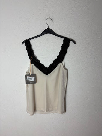 Coocu Canotta donna in velluto con pizzo