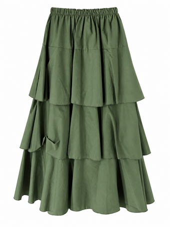 Gonna Lunga Donna Verde Oliva a Balze – Taglia Unica