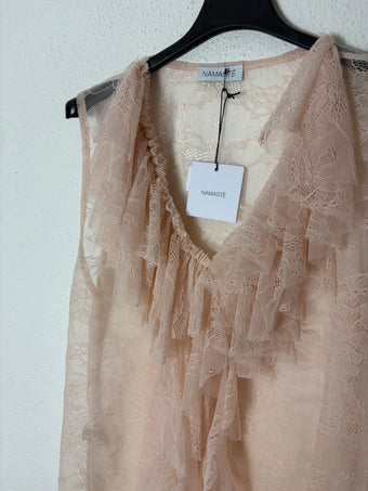 Blusa in Pizzo Elasticizzato con Rouches 