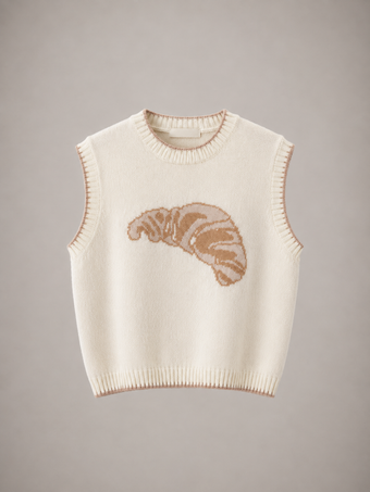 Gilet Donna in Maglia Panna con Croissant – Namaste Donna un