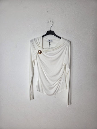 Namasté Maglia donna taglia unica bianca/panna – elegante con drappeggio