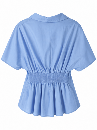 Camicia Donna Namasté Celeste Sfiancata con Maniche Corte – Taglia Unica
