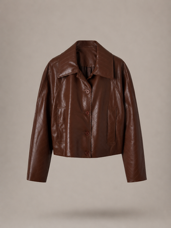 Giacca Donna Namaste in Ecopelle Marrone Trapuntata Taglia Unica – Stile Vintage Chic
