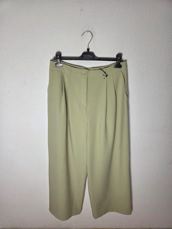 Pantalone Donna Verde Salvia Wide Leg Elegante – Modello Palazzo Vita Alta