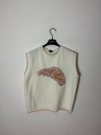 Gilet Donna in Maglia Panna con Croissant – Namaste Donna un