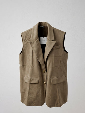 Namaste Gilet Donna Beige Effetto Camoscio Elegante