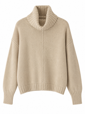 Maglione Donna Namasté Beige con Collo Alto Morbido – Taglia Unica