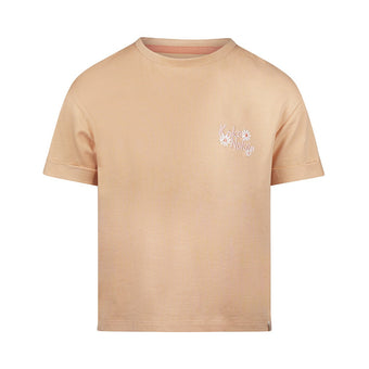 Koko Noko T-shirt bambina beige con ricamo floreale (3-7 anni)