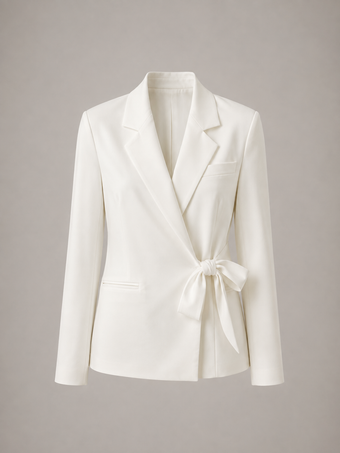 Blazer Donna Bianco con Cintura a Fiocco – Namaste Donna Taglia Unica