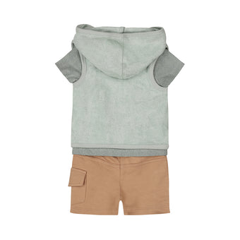 Dirkje Completo Neonato 3 Pezzi con Gilet, T-shirt e Shorts (3-18 Mesi) 