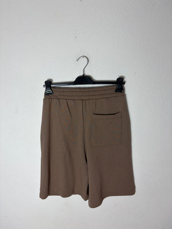 Shorts Uomo in Felpa Nero/Fango con Elastico in Vita 
