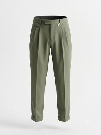 Pantalone Sartoriale Verde Salvia con Pinces 