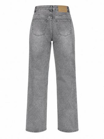 Jeans Donna Namasté Grigio Slavato a Gamba Dritta con Vita Asimmetrica