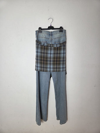 Namaste Jeans Donna con Camicia a Quadri in Vita – Denim Chiaro XS-L
