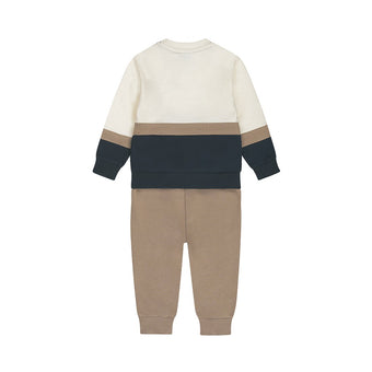 Dirkje Completo bambino felpa e pantaloni beige blu 3 mesi - 2 anni cotone