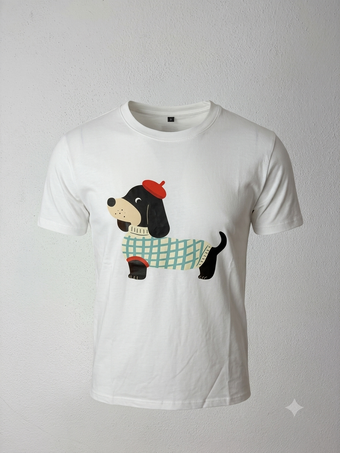 T-shirt Donna Bianca Bassotto Namasté 