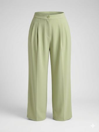 Pantalone Donna Verde Salvia Wide Leg Elegante – Modello Palazzo Vita Alta