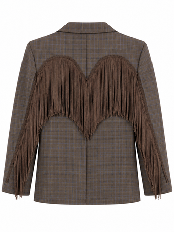 Blazer Donna Namasté a Quadri con Frange – Taglia Unica