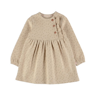 Abito Neonata Dirkje Beige a Pois con Volant – 3-24 Mesi