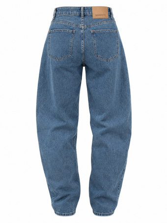 Jeans Barrel Donna Namasté Blu con Bottoni Decorativi – XS-L