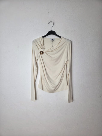 Namasté Maglia donna taglia unica bianca/panna – elegante con drappeggio