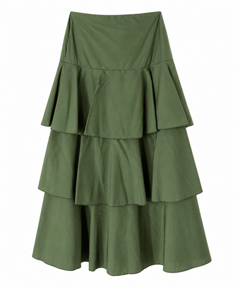 Gonna Lunga Donna Verde Oliva a Balze – Taglia Unica