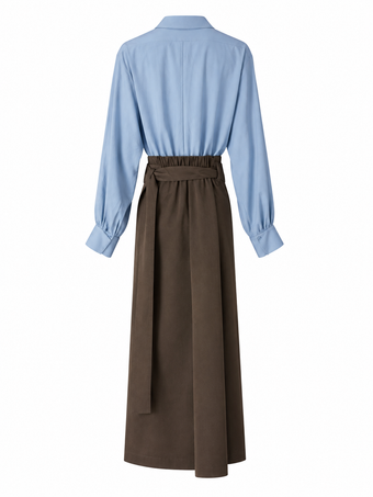 Abito Chemisier Donna Namasté Azzurro e Marrone con Cintura – S/M