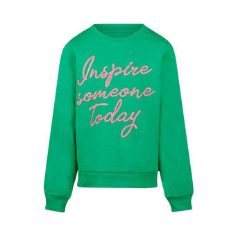 Felpa Ragazza No Way Monday Verde con Scritta Rosa – 8-14 Anni
