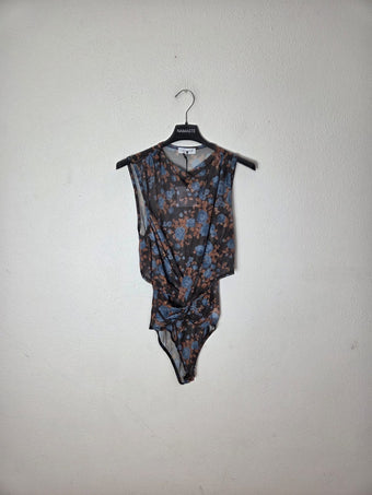 Body Donna Namaste in Tulle Floreale Azzurro con Drappeggio – Taglia Unica