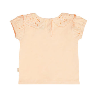 Dirkje T-shirt Bambina Pesca con Colletto Sangallo (6 Mesi - 2 Anni) 