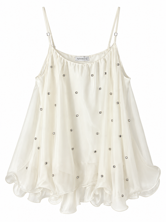 Top Donna Namasté Panna con Strass e Spalline – Taglia Unica