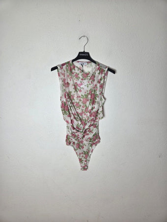 Body Donna Namaste in Tulle Floreale Azzurro con Drappeggio – Taglia Unica