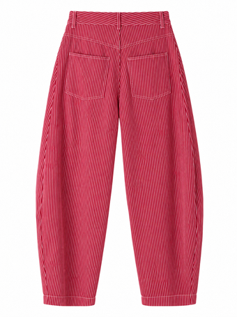 Pantaloni Donna Namasté Rossi a Righe Bianche – Taglia M