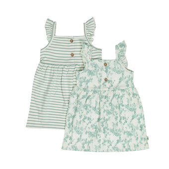 Set 2 Vestitini Neonata Dirkje Verde Salvia – Abiti Estivi 6-24 Mesi