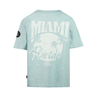T-shirt ragazzo NoWayMonday verde acqua Miami Florida stampa retro dalla 8-14 anni