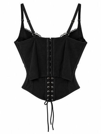 Corsetto Donna Nero con Pizzo e Lacci – Taglia Unica