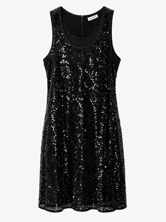 Abito Corto Donna Nero Namaste con Paillettes – Vestito Elegante Senza Maniche – Taglia Unica