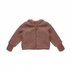 Giacca Teddy Neonata Dirkje Rosa con Cappuccio e Orecchiette – 3-12 Mesi