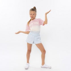 Shorts Celeste Bambina NoWayMonday – Pantaloncini Estivi Ragazza 8-14 Anni