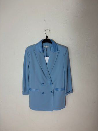 Blazer Donna Elegante Blu Doppiopetto – Giacca Sartoriale con Rever