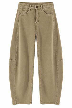 Jeans Barrel Donna Beige a Gamba Curva – Taglie XS-XL