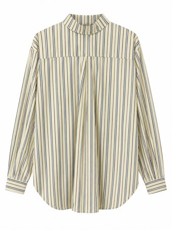 Camicia Donna Namasté Beige a Righe con Fondo Asimmetrico – Taglia Unica