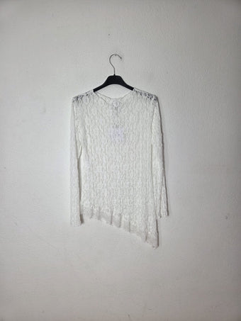 Maglia Donna Namaste in Pizzo Bianco/Nero Asimmetrica – Taglia Unica