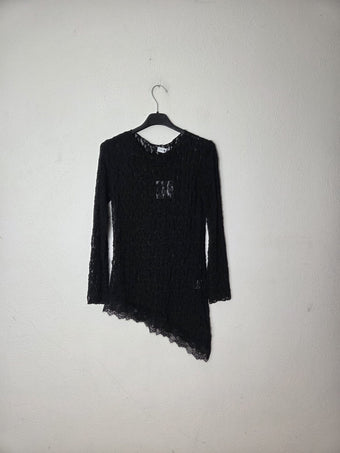 Maglia Donna Namaste in Pizzo Bianco/Nero Asimmetrica – Taglia Unica
