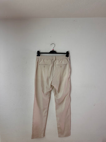Pantaloni Lino Uomo con Coulisse Beige 